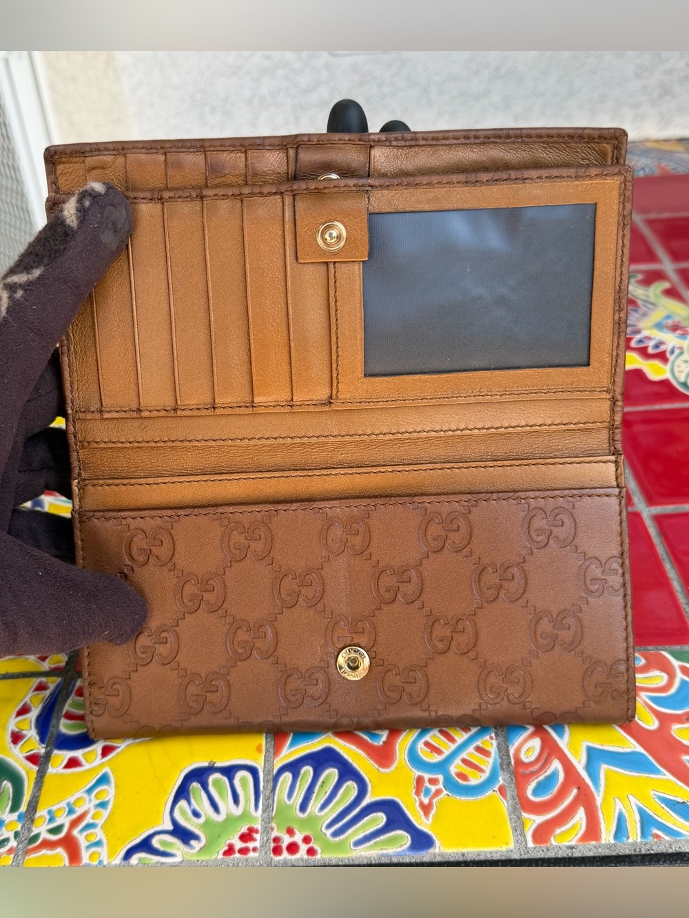Gucci Brown Monogram Continental Wallet - Picture 3 of 10
